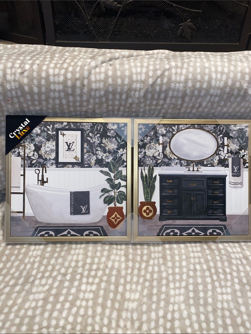 Crystal Luxe Luxury Fashion Wall Art Set For Bedroom or Bathroom